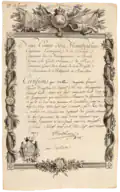 Certificat de congé délivré par le capitaine lieutenant de la seconde compagnie des mousquetaires à Augustin-François-César Dauphin de Leyval, 29 avril 1772 (crédit image : Archives départementales du Puy-de-Dôme).