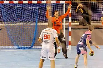 Le Cessonais Benoît Doré à 7 m face à Mickaël Robin.