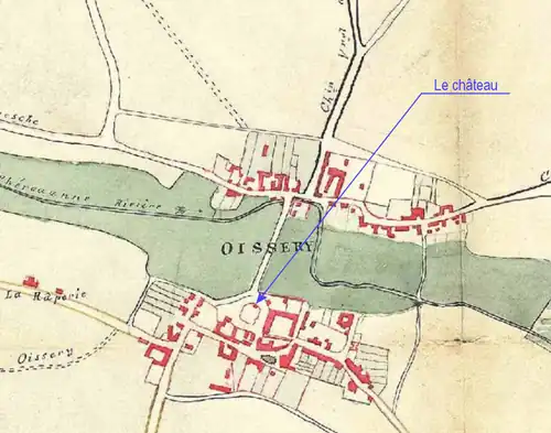 Localisation du château sur un plan d'Oissery (1880-1888 ?)