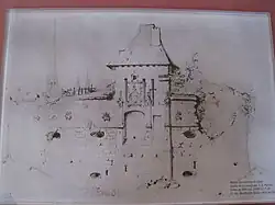 Gravure de la porte de secours du château (musée archéologique de Dijon).