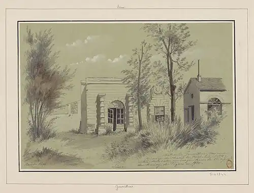 Entrée de la salle aménagée pour la 1ère représentation du Mariage de Figaro en 1781.