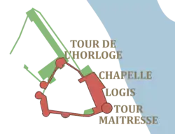 Plan supposé du château au XVe siècle.