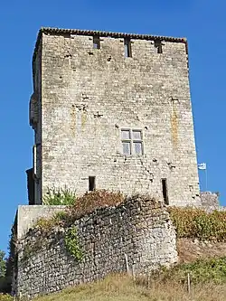 Le château côté ouest avec son enceinte basse dont une partie s'est effondrée pendant le siège de 1575