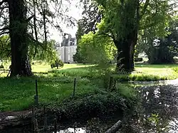 Photographie du château dissimulé dans son parc.