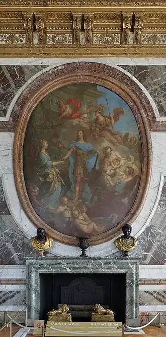 Louis XV offrant ses deux fillesen témoignage de paix à l'Europe1727, salon de la Paix, Versailles
