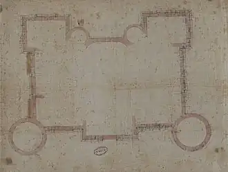 Rez-de-chaussée et plan de masse, plans signés par Benoit, 1859.