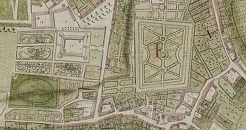 Plan de Nanteuil, avec le château et le potager, fin du XVIIe&nbsp;siècle.