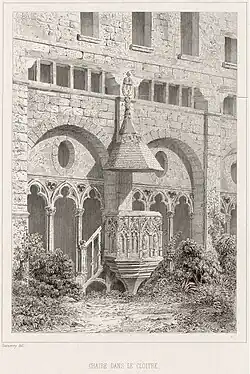 Chaire dans le cloître (eau-forte de Émile Ollivier)