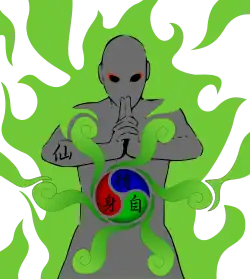 Représentation du malaxage du chakra d’ermite