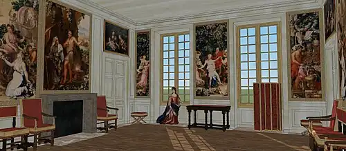 Evocation de la chambre dite des Bacchanales du château de Sceaux, premier étage, 1683.