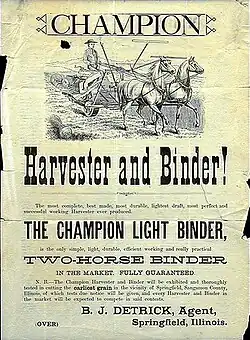 Moissonneuse-lieuse tirée par des chevaux, 1882