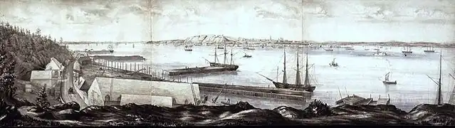 Chantier Davie, aquarelle de George Seton, 1847