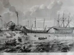 Chantiers et Ateliers de l'Océan - la cale de halage de Bacalan, 1864.