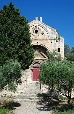 Façade et oliviers.