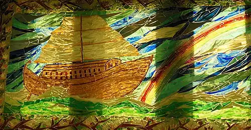 Détail du vitrail de l'arche de Noé