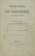 page de couverture bilan annuel 1883 de la S.G. de papeterie