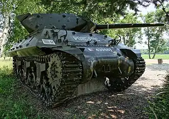 Char M10 « Porc-Épic » du 8e RCA restauré sur le lieu où il a été mis hors de combat le 26 janvier 1945.