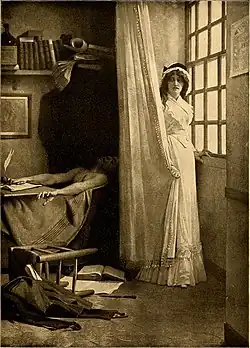 Représentation américaine de l'assassinat de Marat par Corday, 1892.