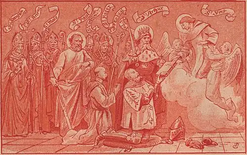 Illustration pour La Légende merveilleuse de monseigneur saint Yves, d'Arthur du Bois de la Villerabel (1889).