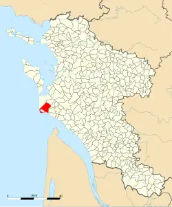 Carte de la commune des Mathes au sein de la Charente-Maritime