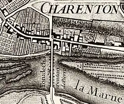 Bourg du Pont sur plan de Roussel de 1731.