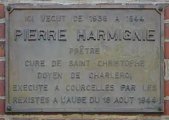 Plaque apposée à Charleroi (Belgique), 32 rue du Gouvernement.