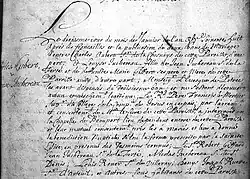 Acte de mariage entre Charles Aubert Sr de la Chesnays et Louise Juchereau. 10 janvier 1668. Paroisse Notre-Dame-de Québec de la ville de Québec.