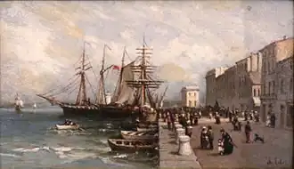 Le Quai Saint-Pierre et le bâtiment de la douane (XIXe siècle), Charles Labor, musée de la Castre