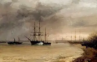 De aankomst van het lijk van Willem II in Rotterdam, 1849, huile sur panneau, Musée de Rotterdam