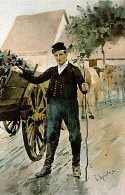 Paysan de Hunspach en costume de travail.