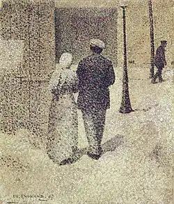 Charles Angrand, Homme et femme à la rue (1887), Paris, musée d'Orsay.
