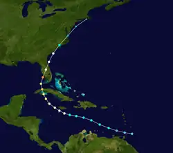 la trajectoire de l'ouragan Charley