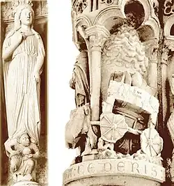 Arche d'alliance représentée sur un pilier du portail nord de la cathédrale de Chartres.