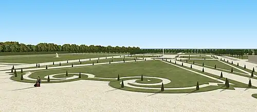 Restitution du parterre sud du château de Grosbois, XVIIIe siècle.