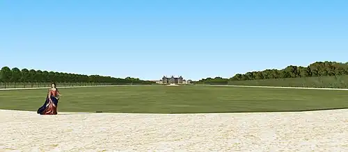 Vue sur le château du Plessis-Belleville, depuis la demi-lune de Bacchus, XVIIIe siècle.