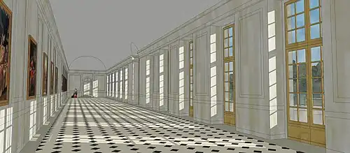 Restitution de la Galerie (Orangerie) du château de Sceaux au temps de Colbert, 1683