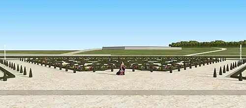 Restitution de la vue sur le parterre de broderies du château du Val, Saint-Germain-en-Laye, vers 1675-1680.