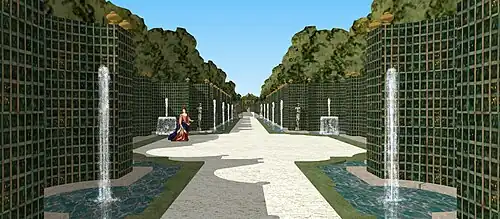 Restitution de la galerie d'eau du château de Sceaux, XVIIe siècle.