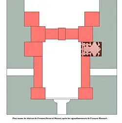 Plan masse du château de Fresnes (Seine-et-Marne) après les agrandisse-ments de François Mansart.