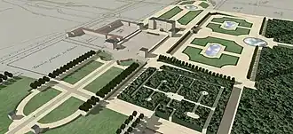 Schéma du Château et des jardins (~1780)