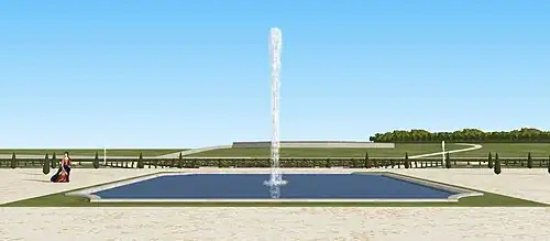 Restitution de la vue sur le bassin central des jardins du Val (Saint-Germain-en-Laye), vers 1680.