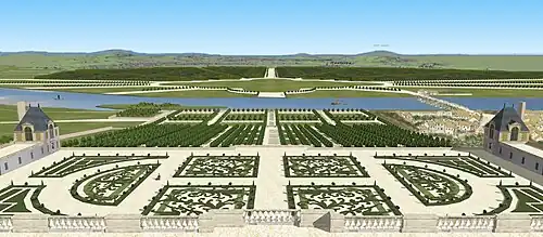 Restitution de la vue sur la perspective des jardins du château-neuf de Saint-Germain-en-Laye, vers 1680.