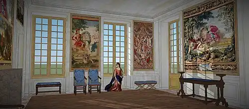 Evocation de la chambre nord (des Gobelins) du premier étage du château de Sceaux, 1683.