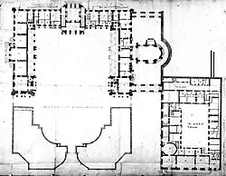 Plan du Château-Vieux et de l'aile des marronniers sur la droite. ADY.