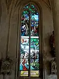 Verrière no&nbsp;5 - prêche de St Jean Baptiste, baptême du Christ ; fin XIXe, non classée.