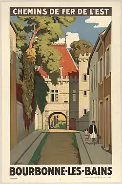 Chemins de Fer de l'Est (1930), affiche, imprimerie Lucien Serre, Paris.
