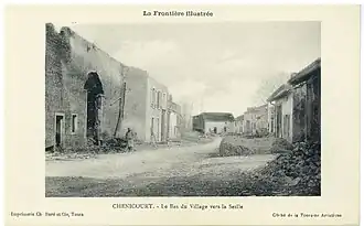 Chenicourt. Le Bas du Village vers la Seille, la Frontière illustrée