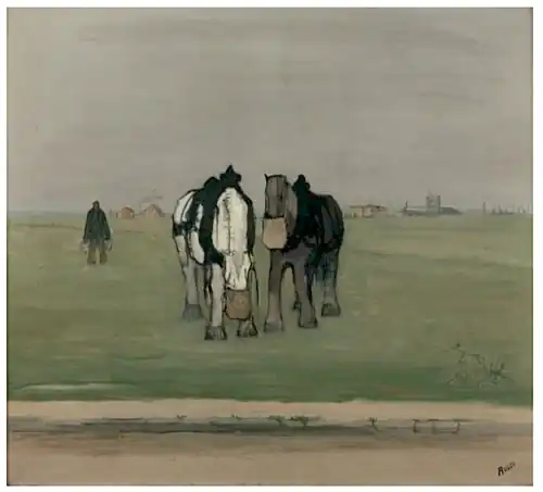 Cheveux mangeant de l'avoine (1928), huile sur toile, coll. privée