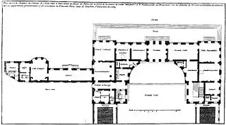 Plan du rez-de-chaussée du château avec les agrandissements de la princesse de Conti.