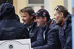 Description de l'image Christoffer Nygaard, Allan Simonsen and Kristian Poulsen Drivers of Aston Martin Racing's Aston Martin Vantage.jpg.